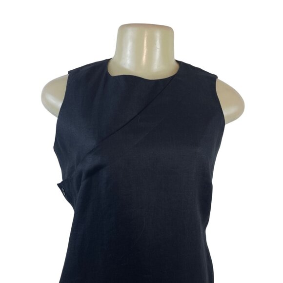 Talbots Women’s Black Sleeveless Shift Midi Dress With Side Buttons Sz 6 - Picture 4 of 9